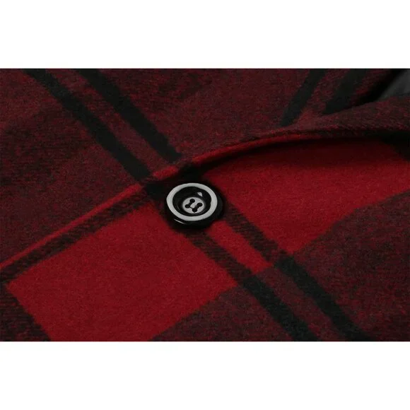 💫 Men Red Casual Trench Coat Notched Collar Single Breasted Wool Blend Top Coat